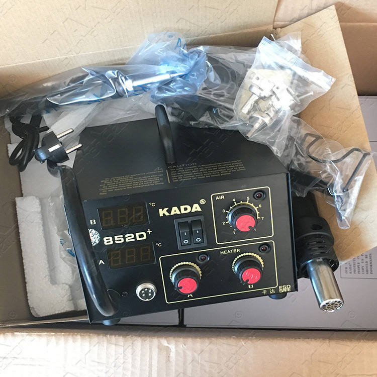 KADA 852AD + multi-function dual digital display hot air gun + soldering iron and soldering station two-in-one anti-static