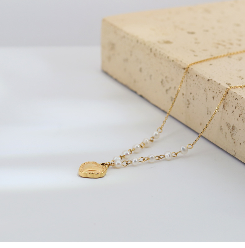 Fashion Heart Shape Titanium Steel Gold Plated Pendant Necklace 1 Piece