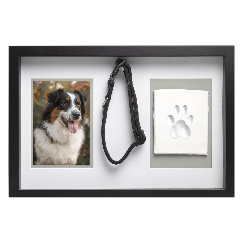 Mascota mano y pie impresión foto marco gato pata impresión pie impresión arcilla DIY perro Palma impresión conmemorativa foto marco Decoración