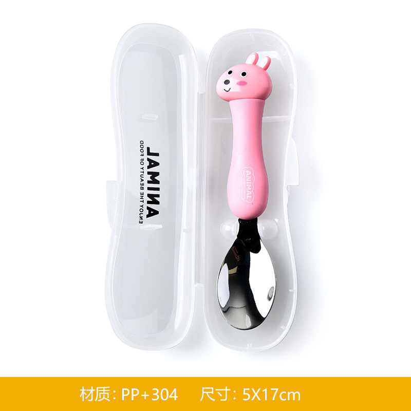 Animal encantador portátil para llevar estudiantes cucharas de comidas dormitorios escolares cucharas de cubierta de cubierta set