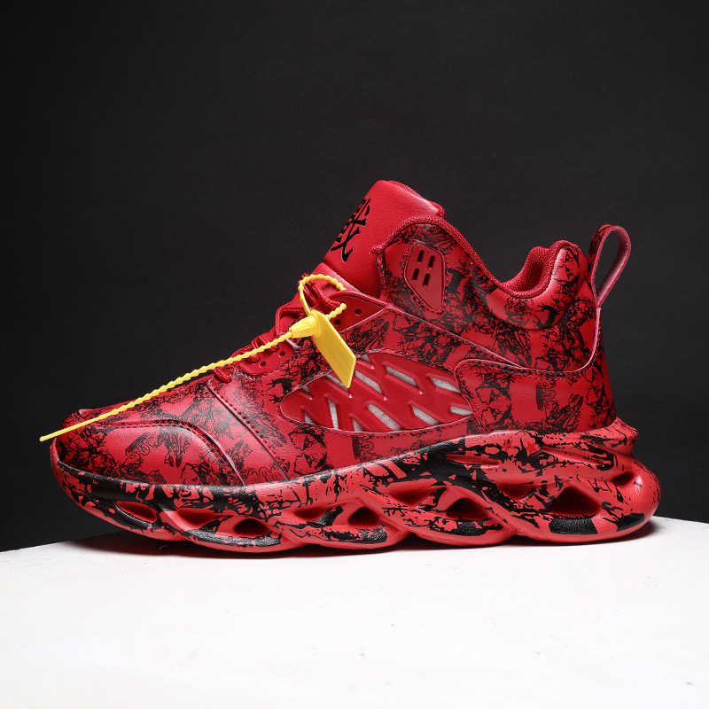 Esportes e lazer masculinos de inverno, tênis de corrida de basquete de cano alto para estudantes, tamanho grande_voghion.com