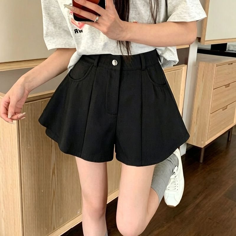 Stylish women's suit skirt-pants for summer, new Korean version with ruffle A-line design, versatile casual loose shorts