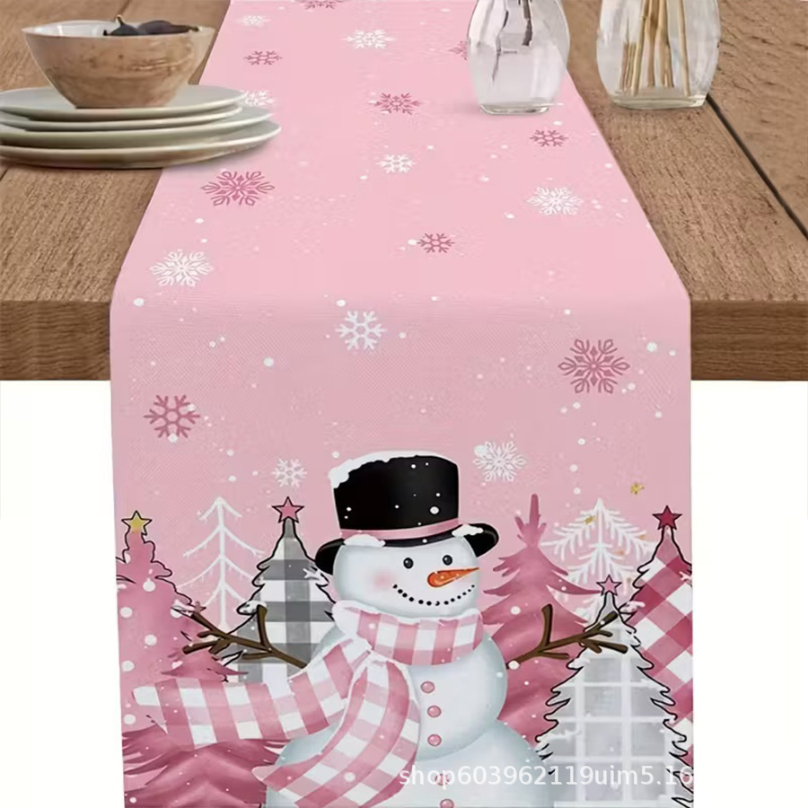 Amazon transfronterizo nueva bandera de la mesa de Navidad fábrica directa invierno muñeco de nieve Santa estampado almohadilla de mesa