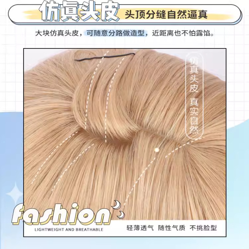 Pelucas transfronterizas europeas y estadounidenses pelucas blancas rubias mujeres verano delgada cabello largo y recto moda natural sin marcas invisible cubierta de cabeza completa