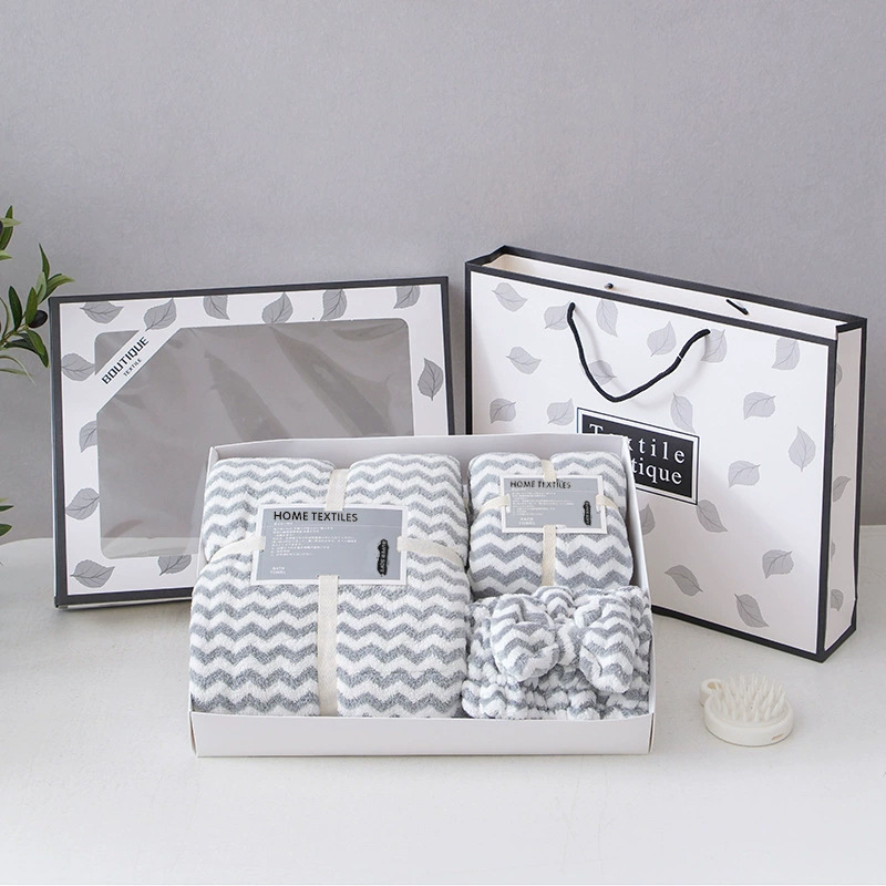 横纹水纹三件套树叶礼盒灰