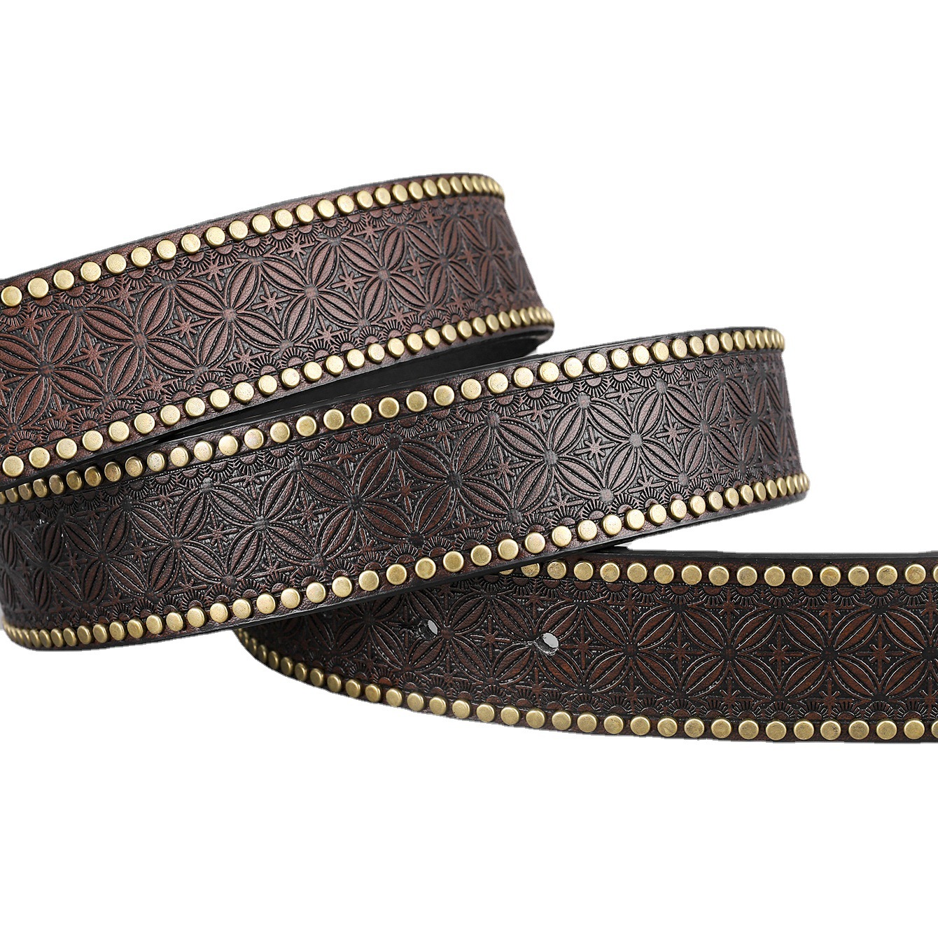 Nuevo cinturón de mezclilla de los hombres retro cinturón americano hip hop moda remache rebordear diseño personalizado cinturón hombres