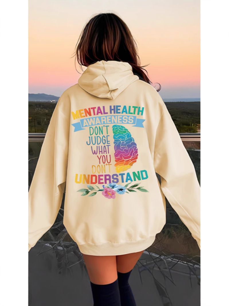 Damen Hoodie Mit Mental Health Awareness Spruch Bequemer Pullover_voghion.com
