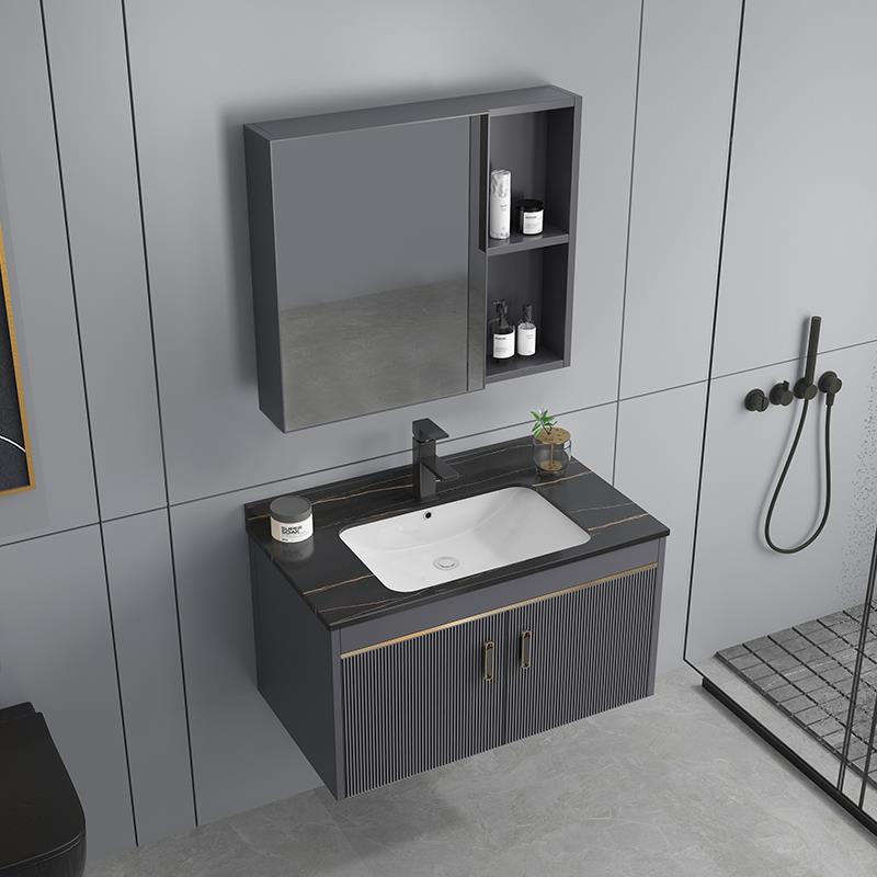 Luz de lujo espacio de aluminio cuarto de baño combinación cerámica integrado lavabo hogar lavabo gabinete combinación lavado Mesa lavabo gabinete