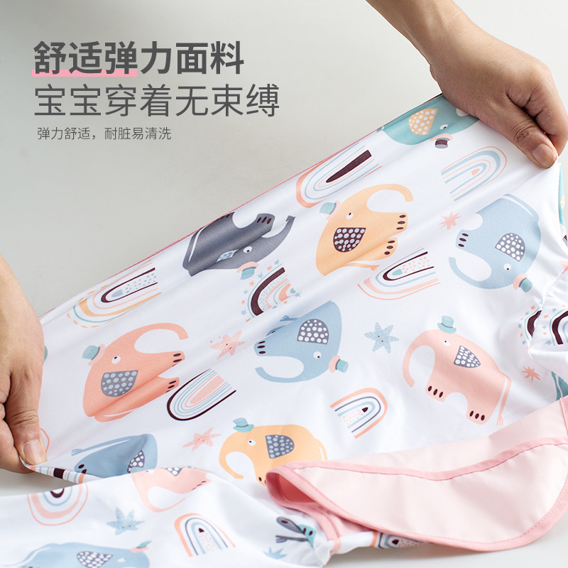 Mono para niños impermeable de manga larga anti-vestirse bebé comiendo ropa delantal bebé mono de bebé babero ropa de protección