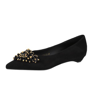 2132-H90 Korean version fashionable low heeled women's shoes with a design sense of small flower pointed shallow mo