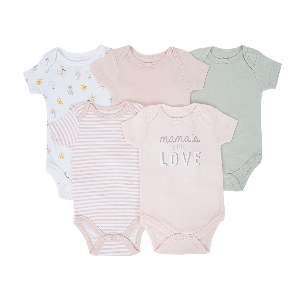 106059819@qq.com Ensemble 5 pièces manches courtes pour bébés de 0 à 9 mois, barboteuse triangle pour garçons et filles, vente en gros de bodies_voghion.com