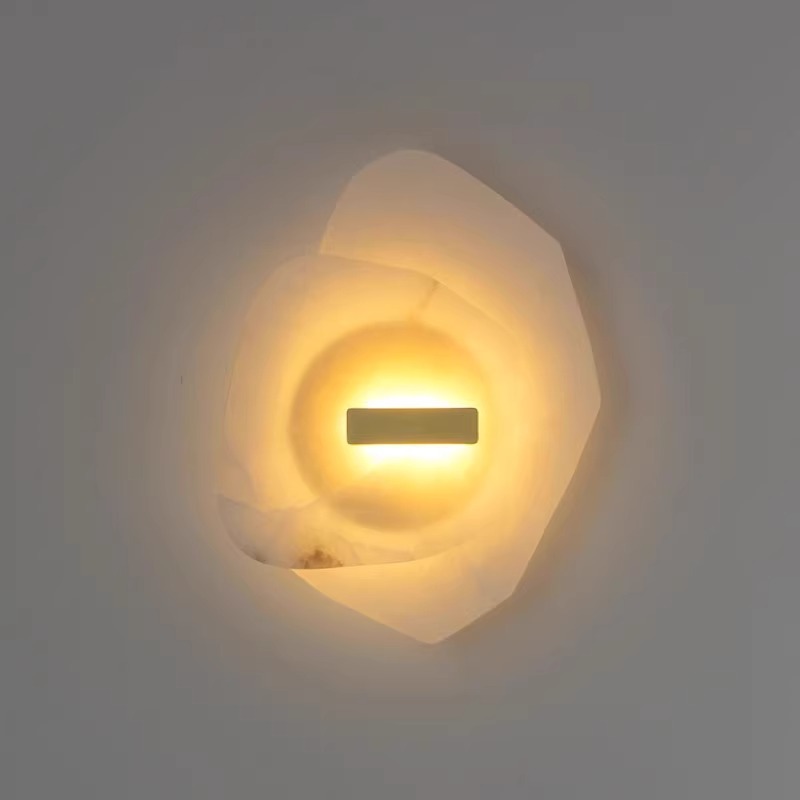 Modern Simple Light Luxury Hotel Room Living Room Bathroom Aisle Restaurant Natural Marble All-Copper Bedroom Bedside Wall Lamp