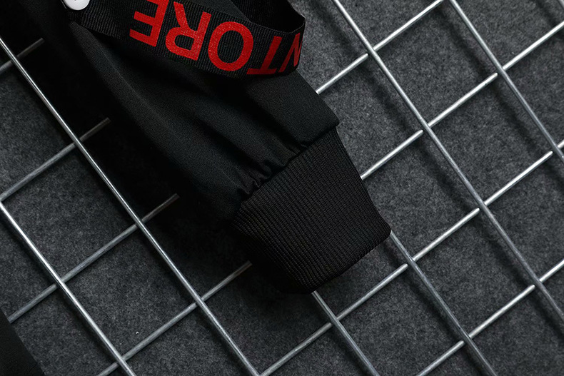 Men's Clothing Fashion brand sweatshirt for male students, loose casual contrast color two piece jacket trendy hooded ribbon sweatshirt for men_voghion.com