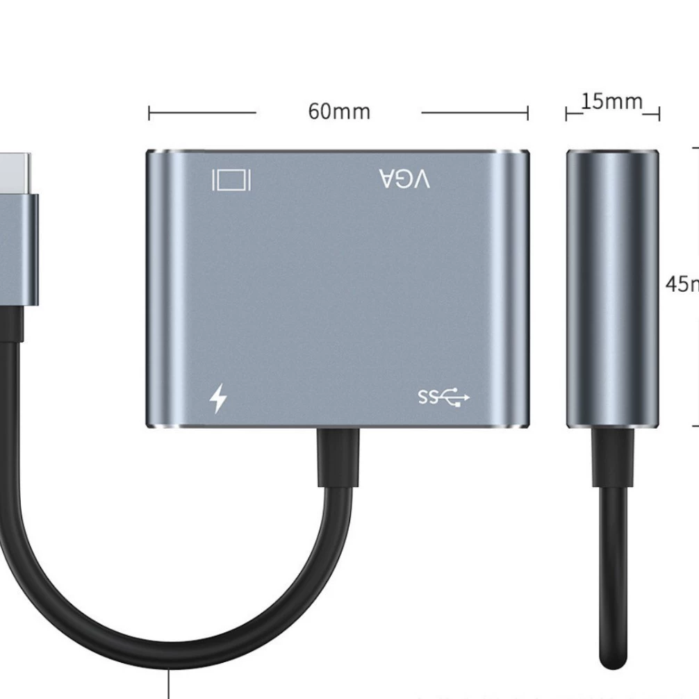 Преобразователь Pan Asia Typec в HDMI+VGA+PD+USB3.0