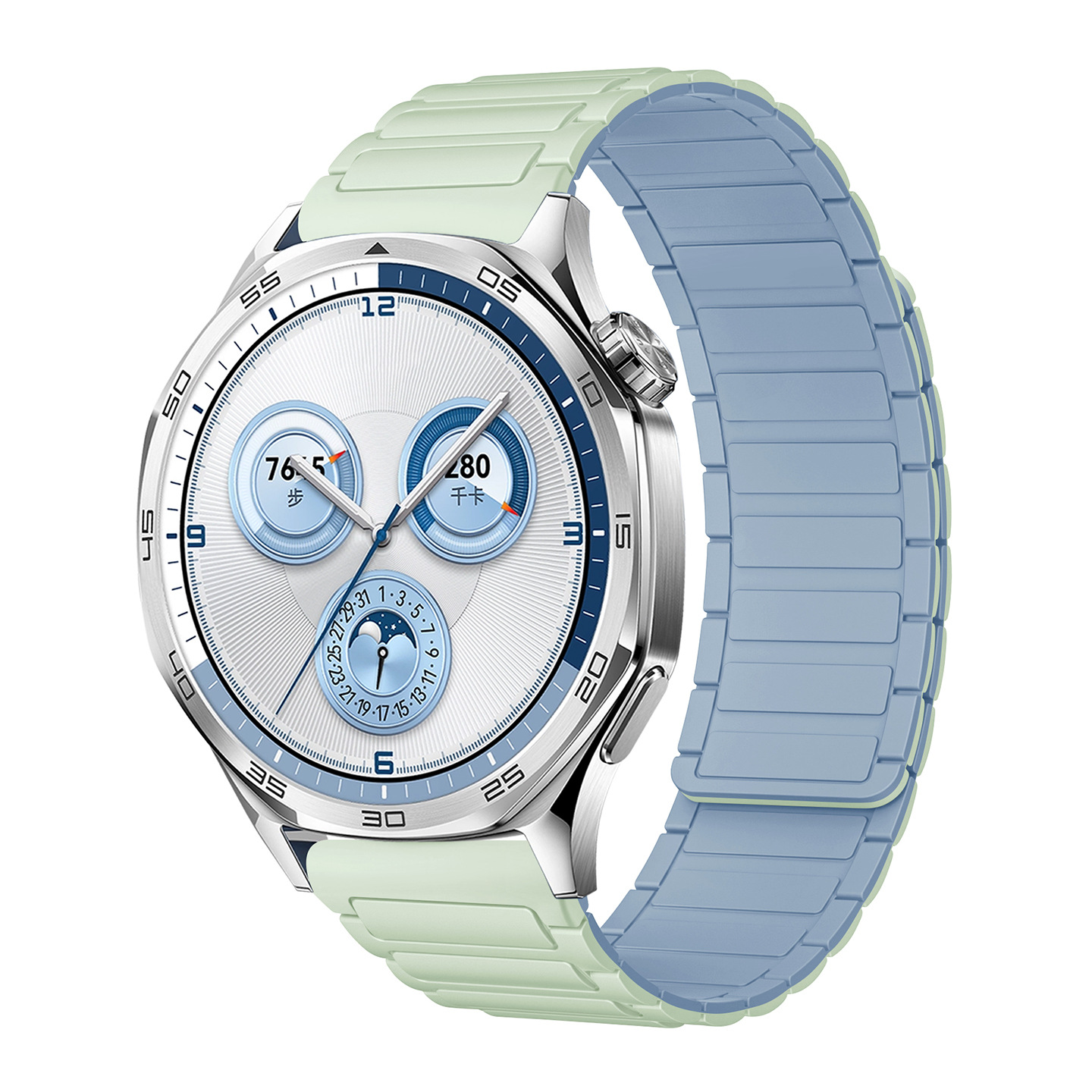 The watch4567 Armored I-shaped three-bead silicone magnetic watch strap is suitable for Huawei gt3, GT4 and GT5 watches Application Scenario