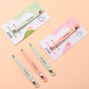 High-Precision Eyebrow Tweezers for Plucking Eyebrows, Double Eyelid and False Eyelash Applicator, Stainless Steel Flat and Slanted Eyebrow Tweezers for Girls