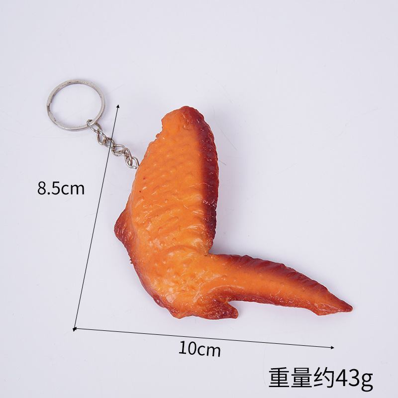 En stock simulación patatas fritas pollo frito llavero pollo pierna alitas de pollo modelo de comida y jugar hamburguesa accesorios adornos de juguete
