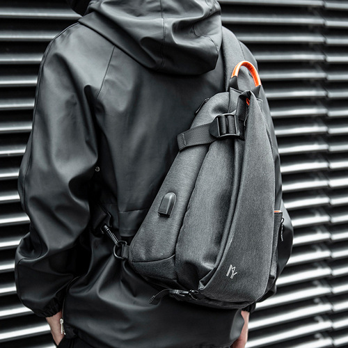 Korean style trendy chest bag men's shoulder bag men's crossbody bag water-repellent Oxford cloth men's casual small backpack