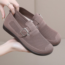 夏季新款老北京布鞋女网鞋透气镂空网面妈妈鞋一脚蹬浅口平底单鞋