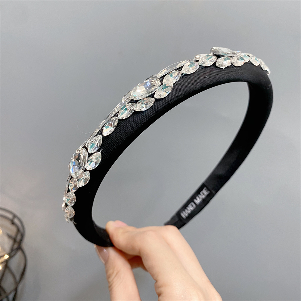 Elegant Simple Style Solid Color Cloth Inlay Rhinestones Hair Band display picture 4