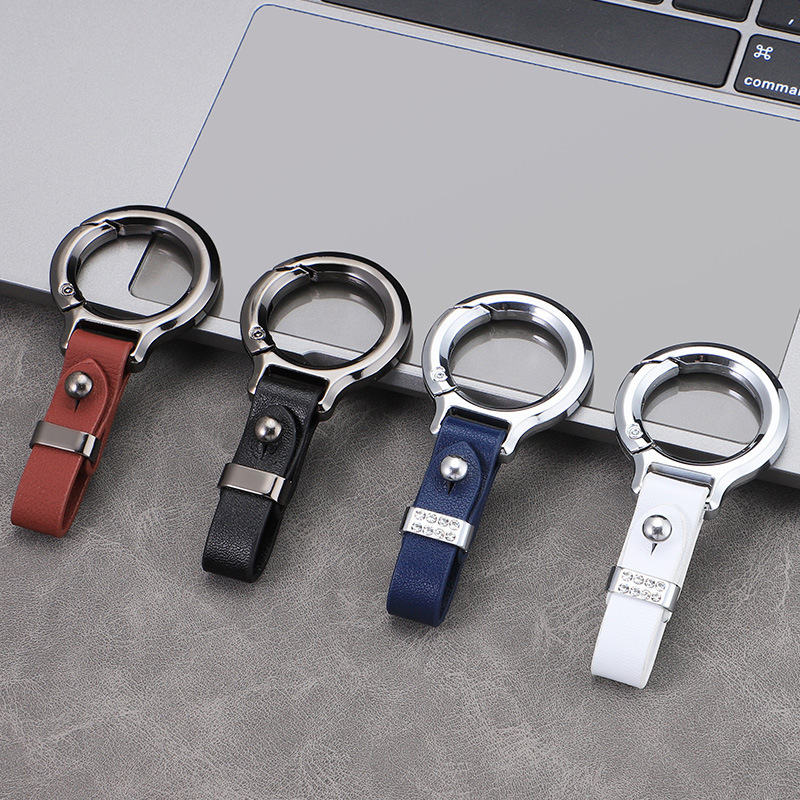Car Keychain Men's High-grade Metal Genuine Leather Waist Hanging Buckle Hanging Decoration Personalized Simple Anti-lost Key Chain High-grade Sense