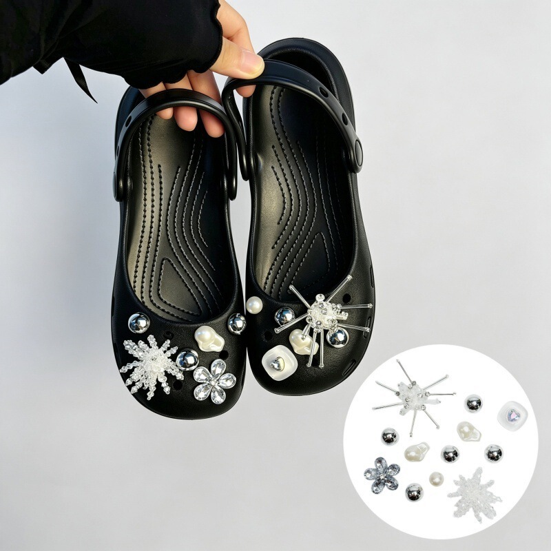 Ballet Clog Shoe Accessories DIY Shoe Charms Wholesale Ballet Mary Jane Hydrangea Flower Beaded Embellishments