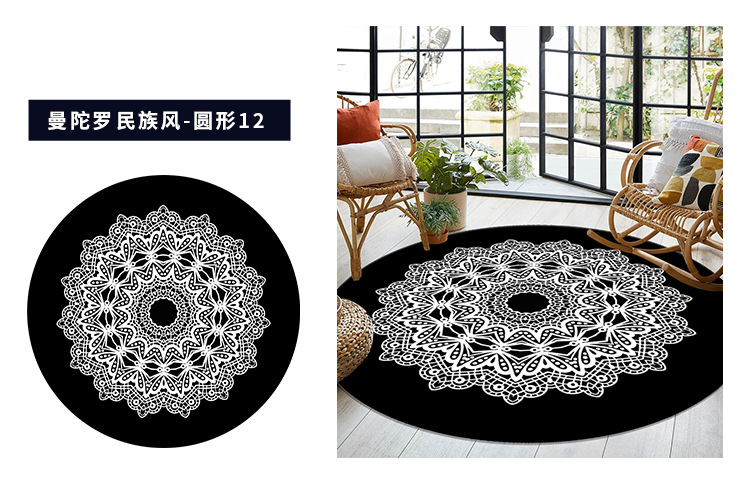 圆形地毯,民族风地毯,曼陀罗地毯,地毯地垫,茶几地垫