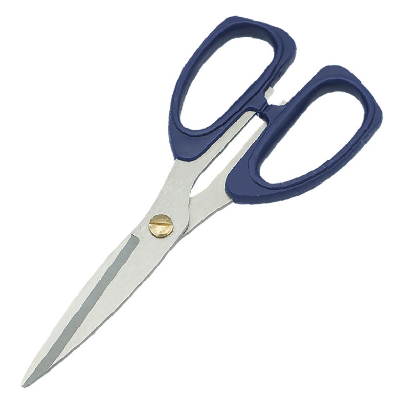 Tijeras domésticas de acero inoxidable para cocina, manualidades, oficina, uso civil, tijeras azules de alta resistencia para cortar tela al por mayor