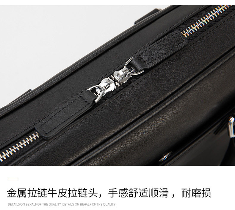 Túi xách nam da bò lớp đầu dạng cặp công sở đeo vai chéo, đựng được laptop 14 inch — màu đen chi tiết 19