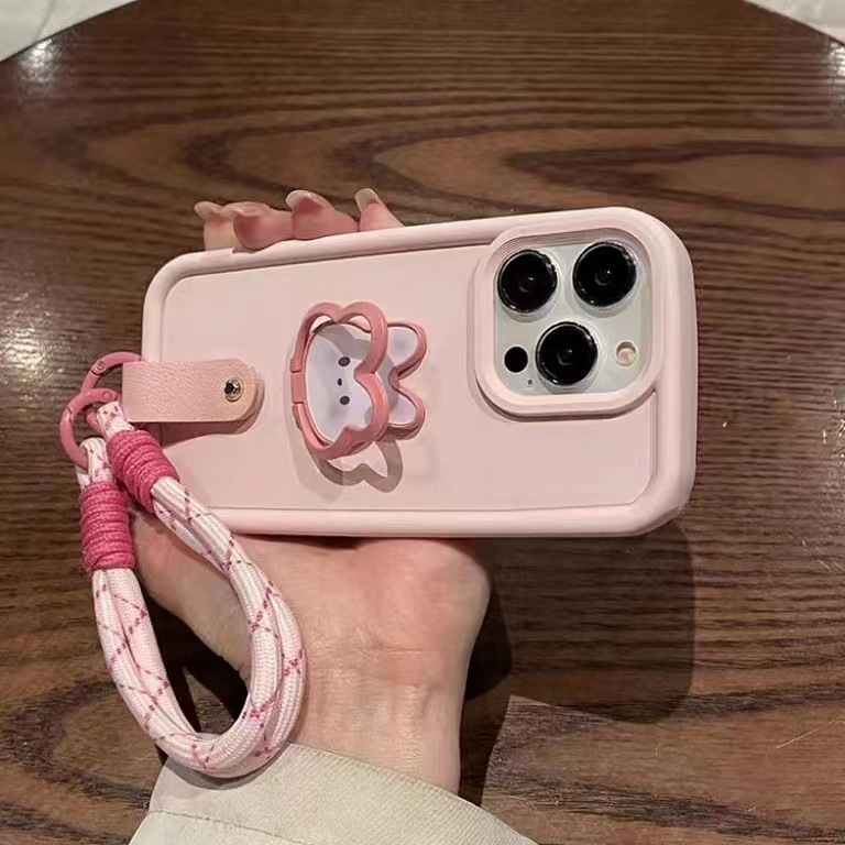 Rosa roja Smiley cara pulsera para iPhone13/15Pro crossbody 14PROMAX Apple 13 teléfono caso 11 mujer 12