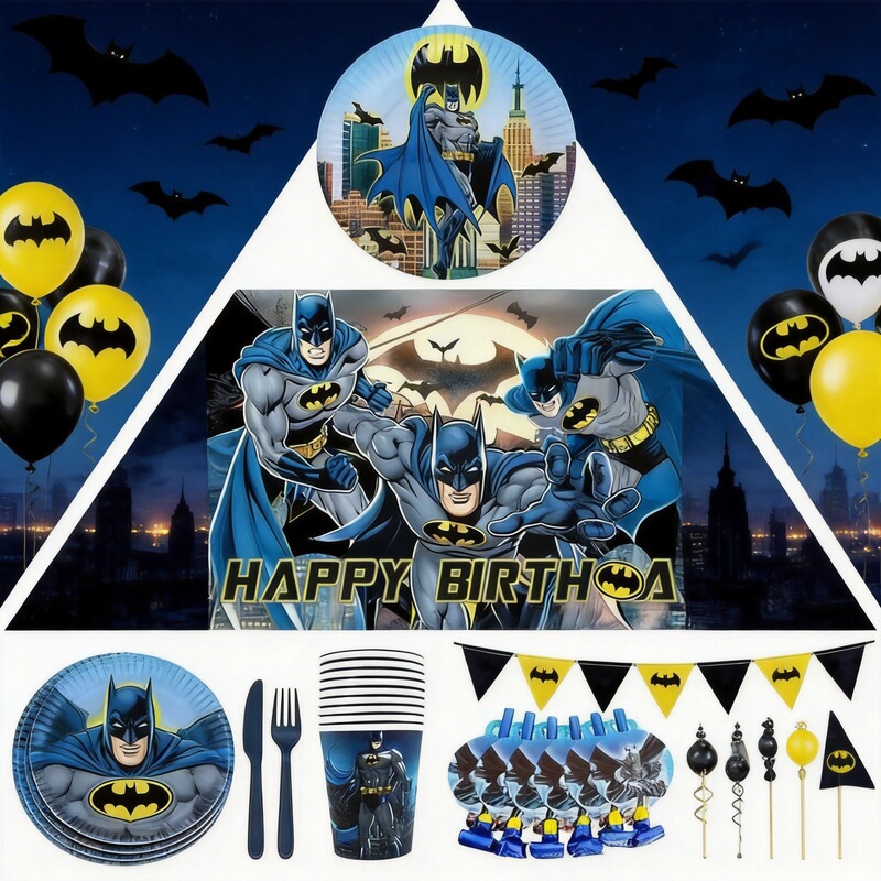 Cross-Border Halloween Bat Theme Birthday Party Paper Plate Paper Cup Paper Towel Knife Fork Spoon Party Decoration Tableware Set