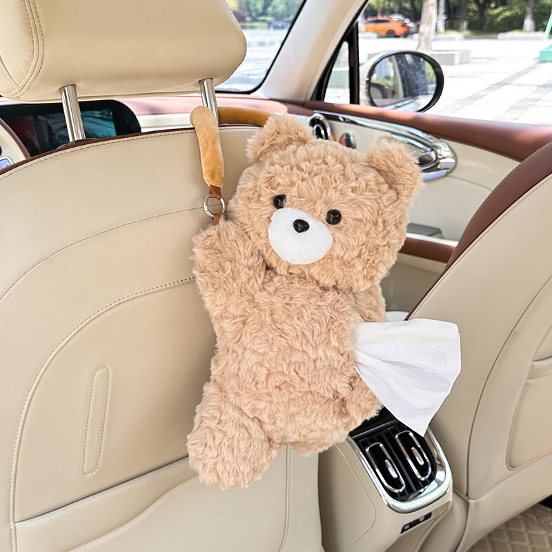 かわいい子犬の車載ティッシュボックス、吊り下げ式クリエイティブな車用ティッシュボックス、ティッシュバッグ、漫画風車内装飾品|undefined
