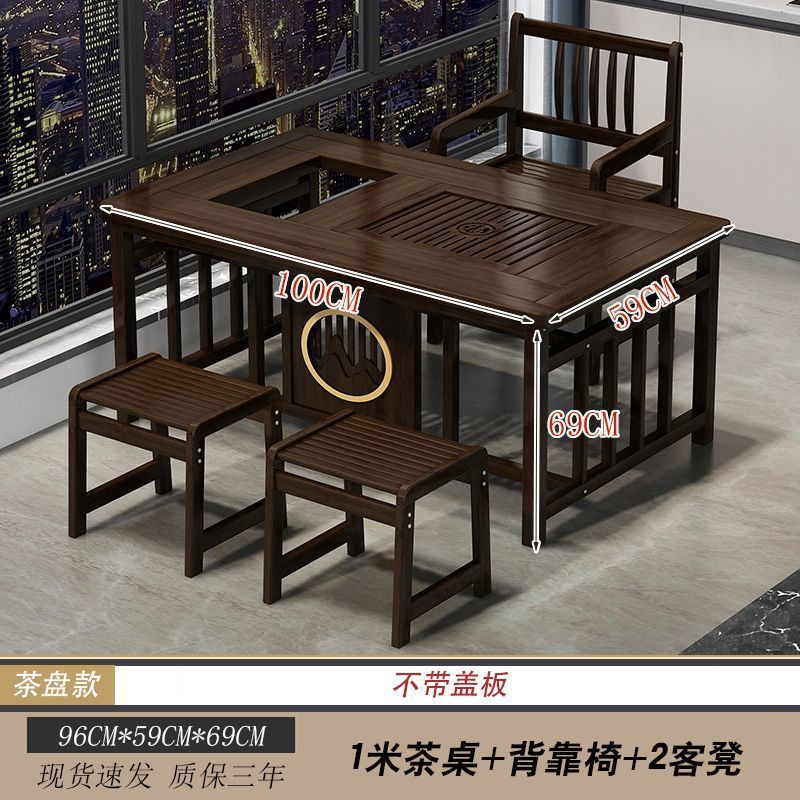 Mesa de té de balcón, pequeña oficina doméstica, mesa de té, hervidor de madera sólida, mesa de té integrada