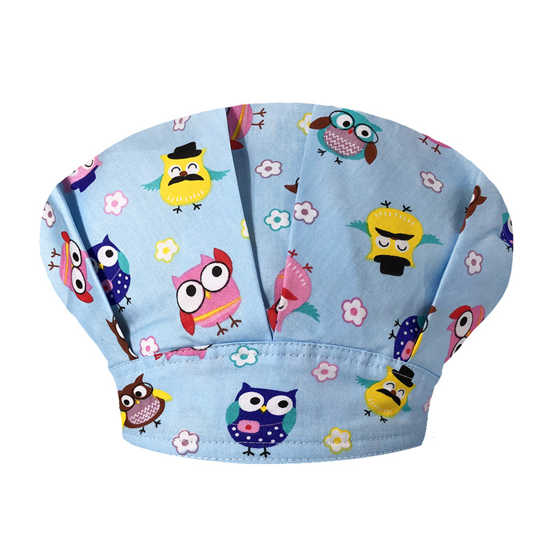 Tapa de operación directa de fábrica impresión femenina pequeño animal lindo sombrero de enfermera algodón salón de belleza odontología oral sombrero