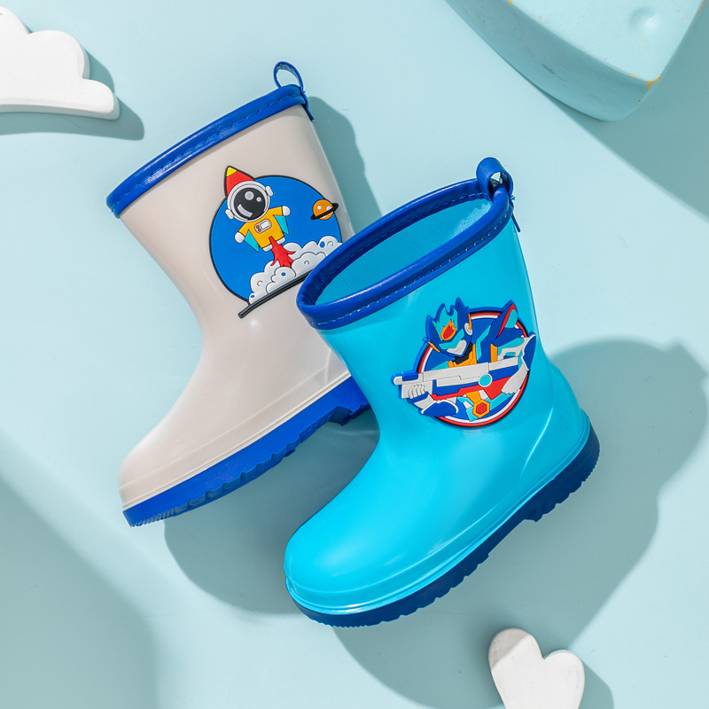 Children's rain boots for little kids, babies, new cute cartoon water shoes, waterproof for boys and girls, anti-slip rubber shoe covers