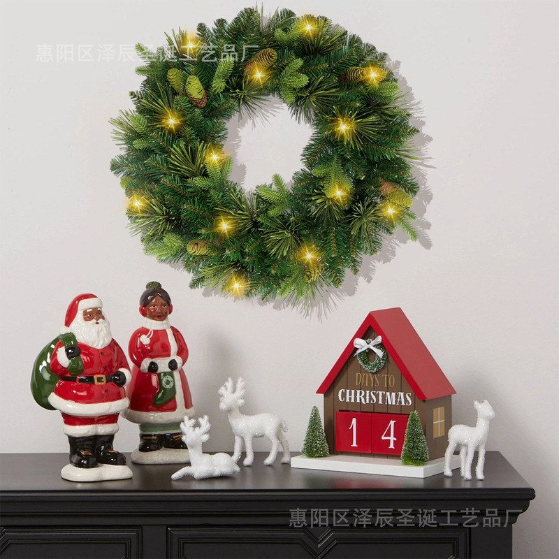 Zechen クロスボーダー人気のクリスマス装飾植毛ガーランド籐ドア吊り窓暖炉小道具アレンジメント|undefined
