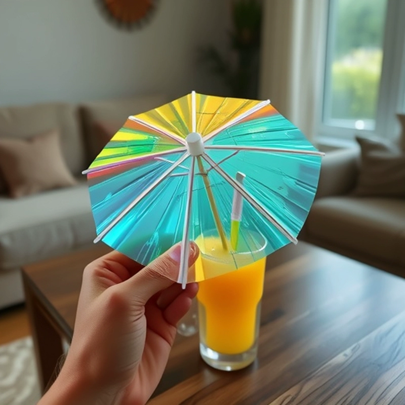 Некачественный фруктовый прозрачный зонтик напиток фруктовый сок коктейль гамбургер