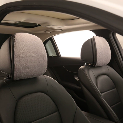 Armrest Box Pad Rear Center: Armrest box pad - plush-gray-pair-of-headgear