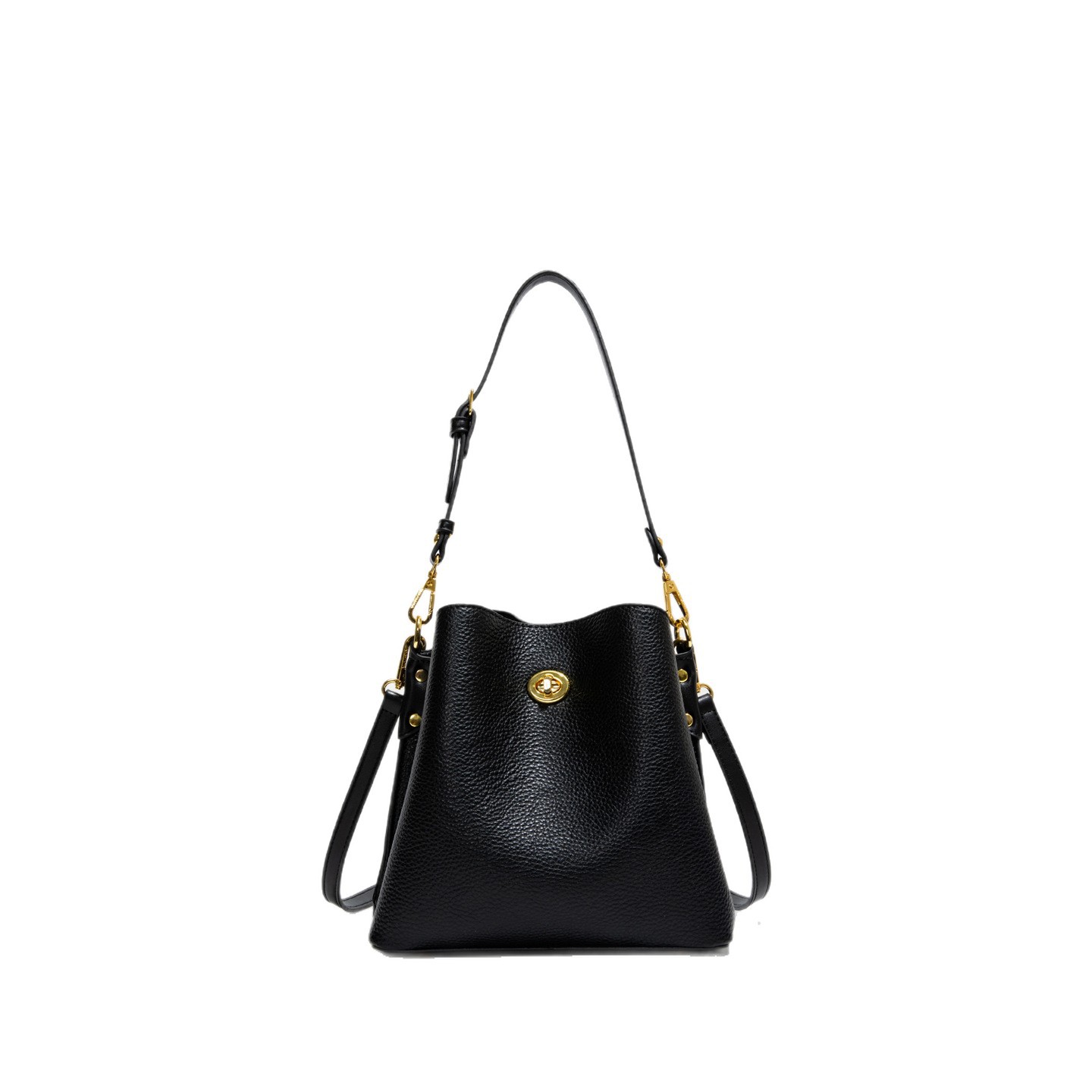 Bolso de mujer nuevo litchi cuero de vaca multicapa bolso de cubo de mano retro lujoso bolso de hombro bolso de viaje