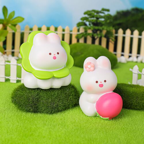 Cute Cartoon Bunny Figurine, Pastoral Small Rabbit, Adorable Plush Pet, Resin Bunny, Desktop Decor, Gift for Girls