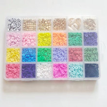 亚马逊热销软陶薄片盒装彩色圆片粘土珠DIY饰品项链手链组合套装