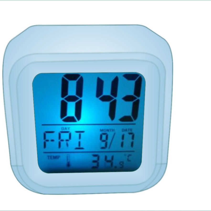 Reloj despertador LED multicolor, calendario perpetuo, reloj electrónico con cambio de color