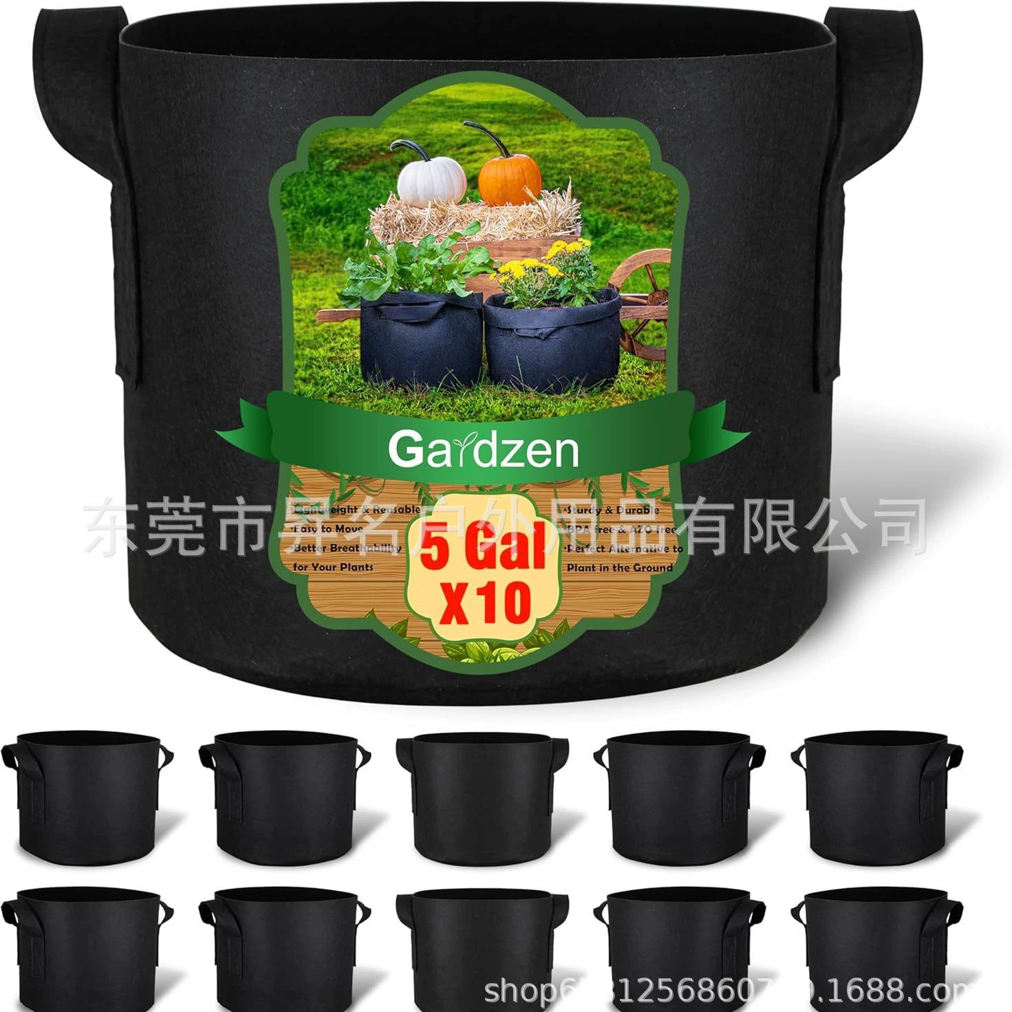 Мешок для выращивания, утолщенный надувной тканевый цветочный горшок с ручкой, сверхпрочный тканевый цветочный горшок для растений 33* 25cm