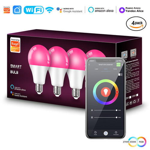 Tuya Smart LED Bulb A19 Alexa Voice Control Dimming Color WiFi A70 Bulb RGBCW