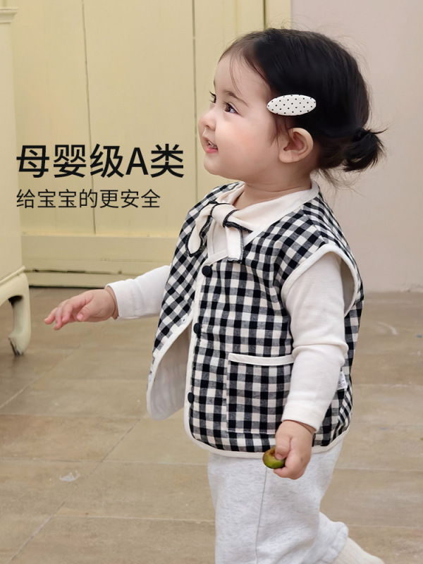儿童两面穿马甲男女童2025新款宝宝格子背心韩版小童春秋保暖外套|undefined