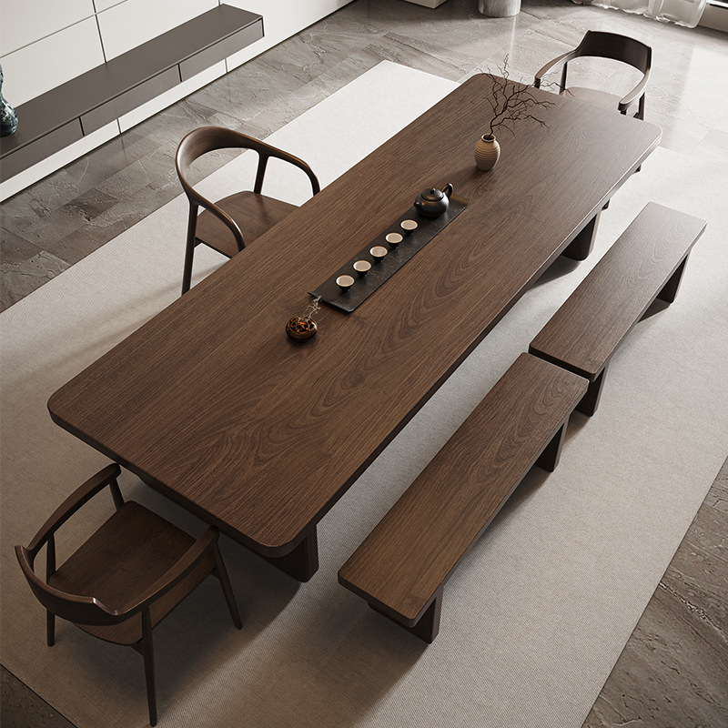 2.0 m 티 테이블 단단한 나무 Shumeite 의자 단단한 나무 히로시마 의자 * 2 1.0 m 벤치 * 2