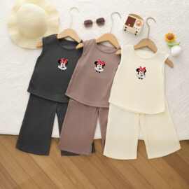 儿童卡通夏季新款无袖冰丝套装背心款宽松舒适女童2025夏款两件套