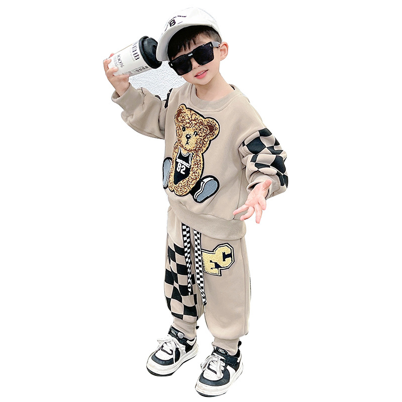 Boys' Little Bear Set 2023 Spring and Autumn New Korean Edition Children's Internet Celebrity Explosive Street Sweater_voghion.com
