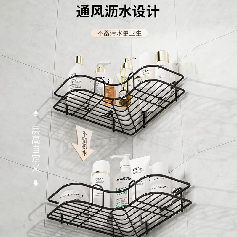 The bathroom setting the toilet toilet toilet free punching wall -mounted triangle bathroom bathroom toilet cosmetics storage rack