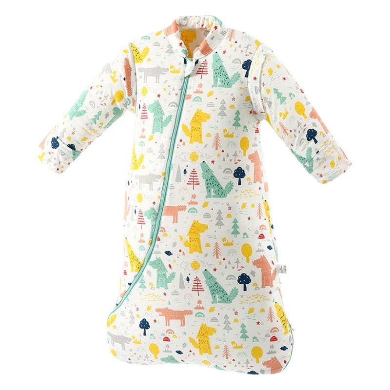 Edredón de algodón puro anti-kick para bebés acolchado engrosado para niños de una pieza de otoño e invierno clase un saco de dormir para bebés